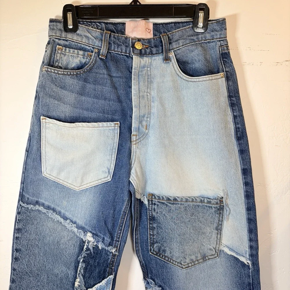 Revice Size 27‎ Patchwork Re done Matchmaker Love at First Sight Jeans Straight